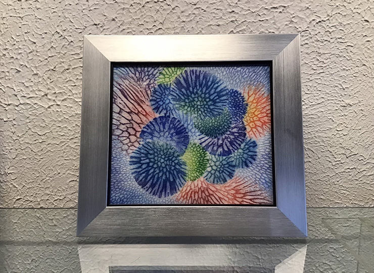 サンゴ染め 額装（35.7×32.7）ブルー系