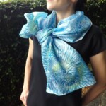 ロッグウッド染　エリ蚕シルク大判ストール　藤納戸の少し青み強め　アヒンサーシルク ロッグウッド染 エリ蚕シルク大判ストール 藤納戸の少し青み強め