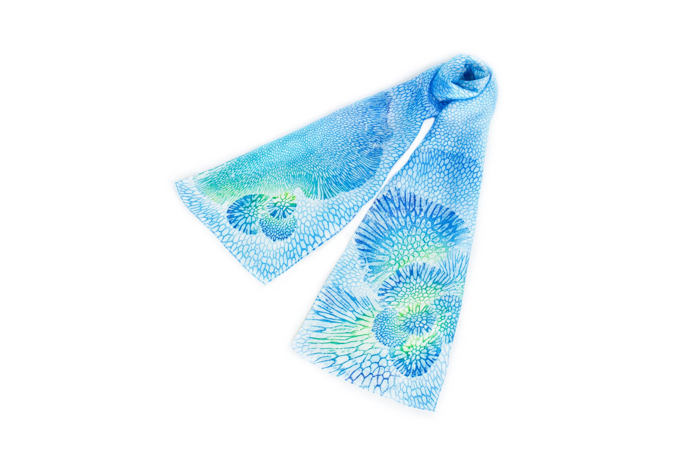 サンゴ染め シルクスリムスカーフ BLGN